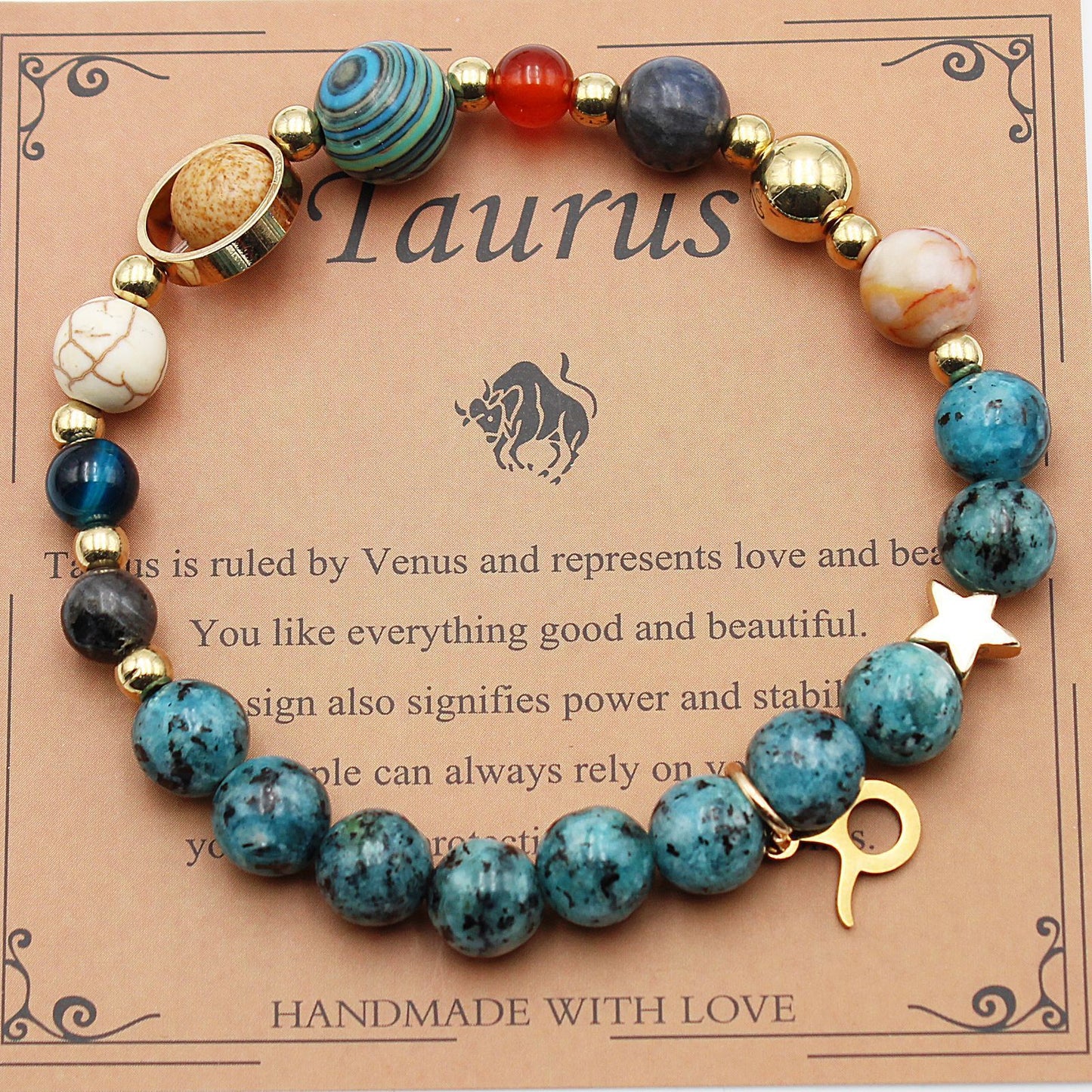 Celestial Harmony Natural Stone Bracelet - Dainty Moon