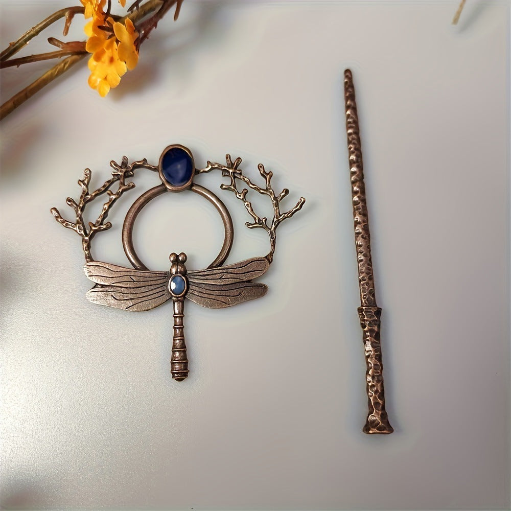 Enchanting Dragonfly Branch Gem Hairpin - Dainty Moon