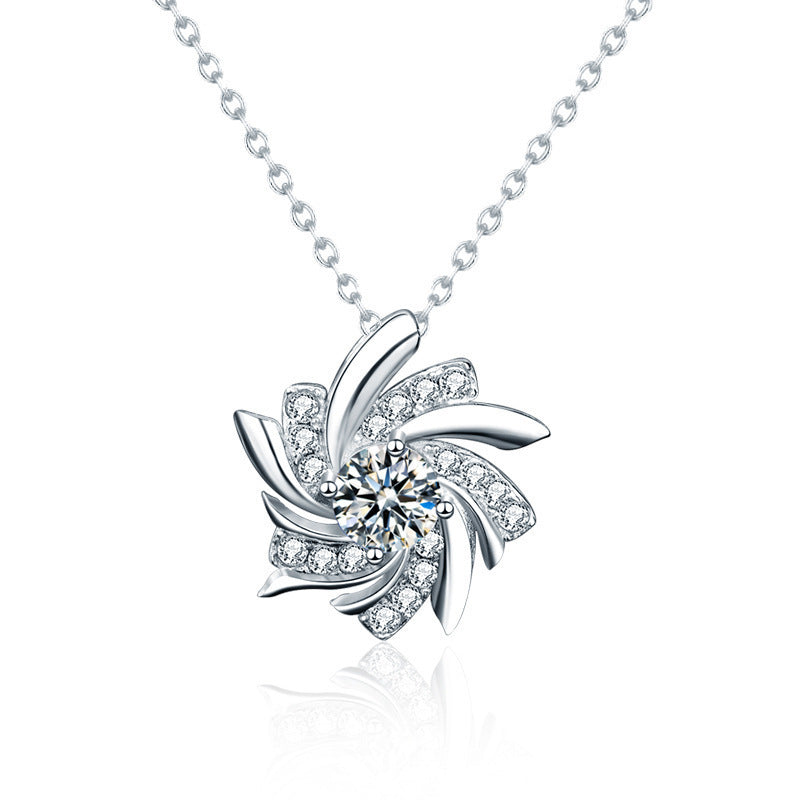 S925 Moissanite Silver Windmill Necklace