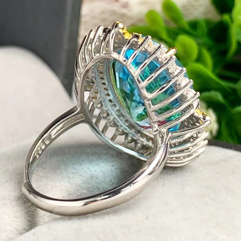 Serenity Blue Topaz Stone S925 Ring - Dainty Moon