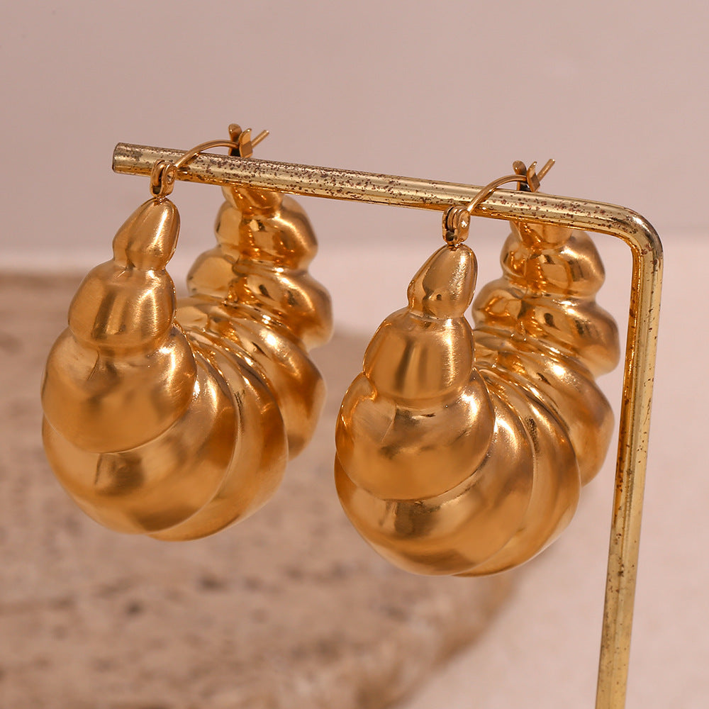 Hollow Concave-convex Geometric Earrings - Dainty Moon