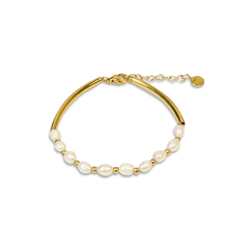 Pure Serenity Freshwater Pearl Bracelet - Dainty Moon