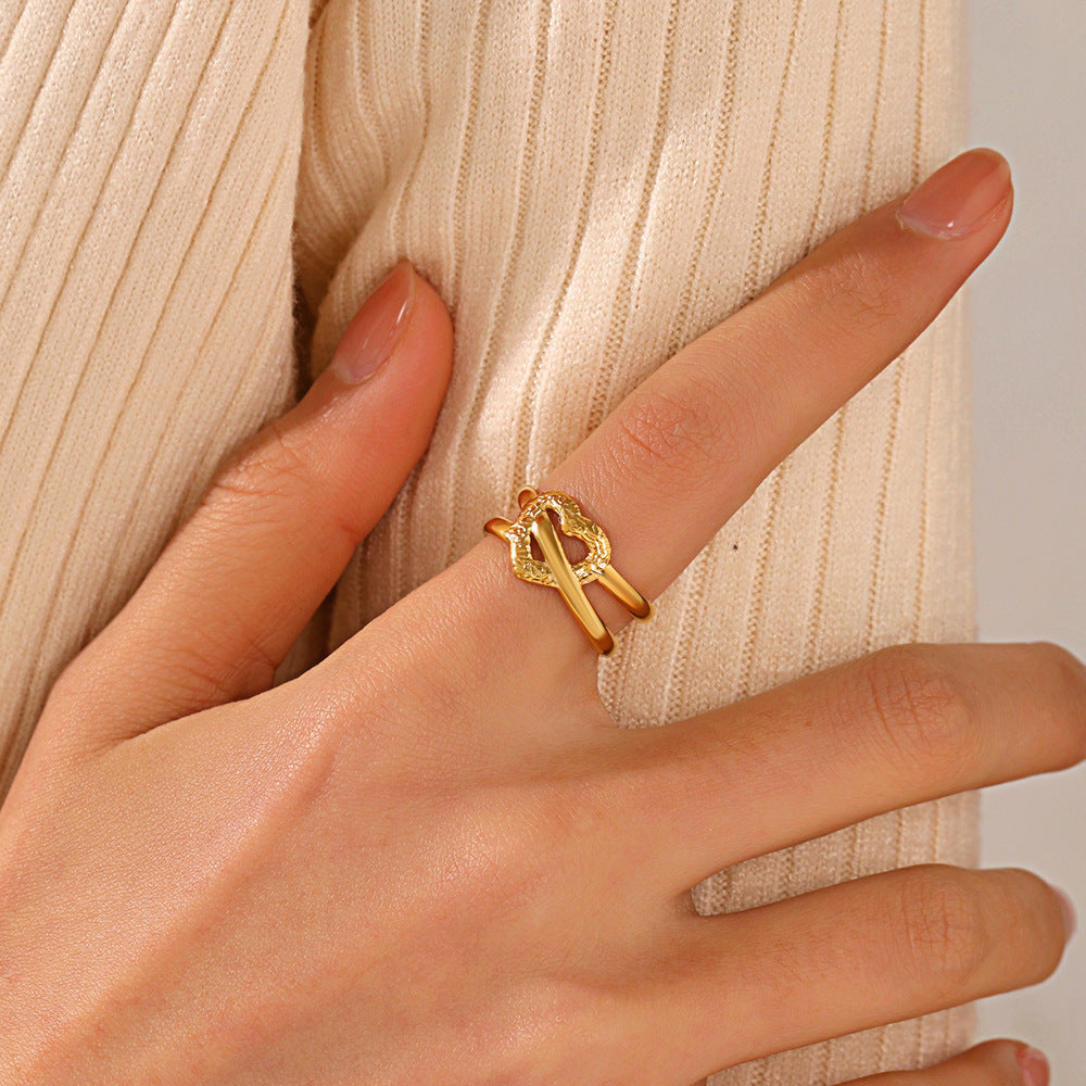 Golden Heart: 18K Gold-plated Love Ring - Dainty Moon