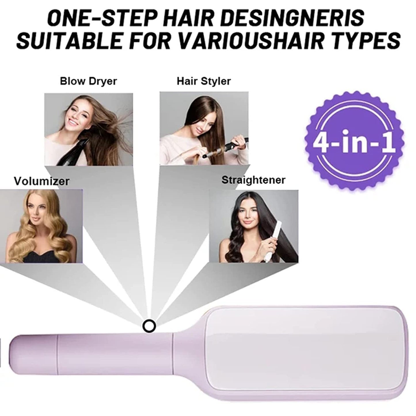 4 In 1 Self Cleaning Hair Brush Anti-Static Massage Comb - Dainty Moon