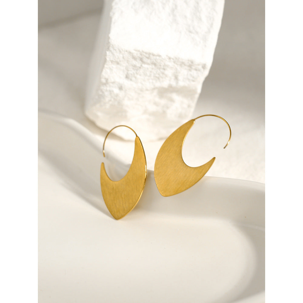 18K Gold PVD Plated Stainless Steel Hoop Earrings - Dainty Moon