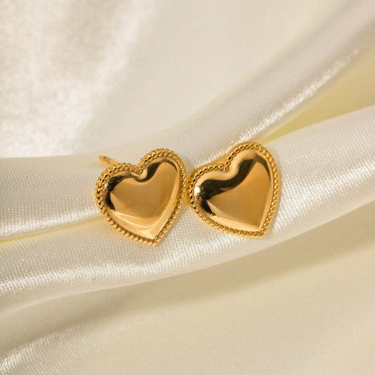 Pixie Heart Gold Earrings - Dainty Moon