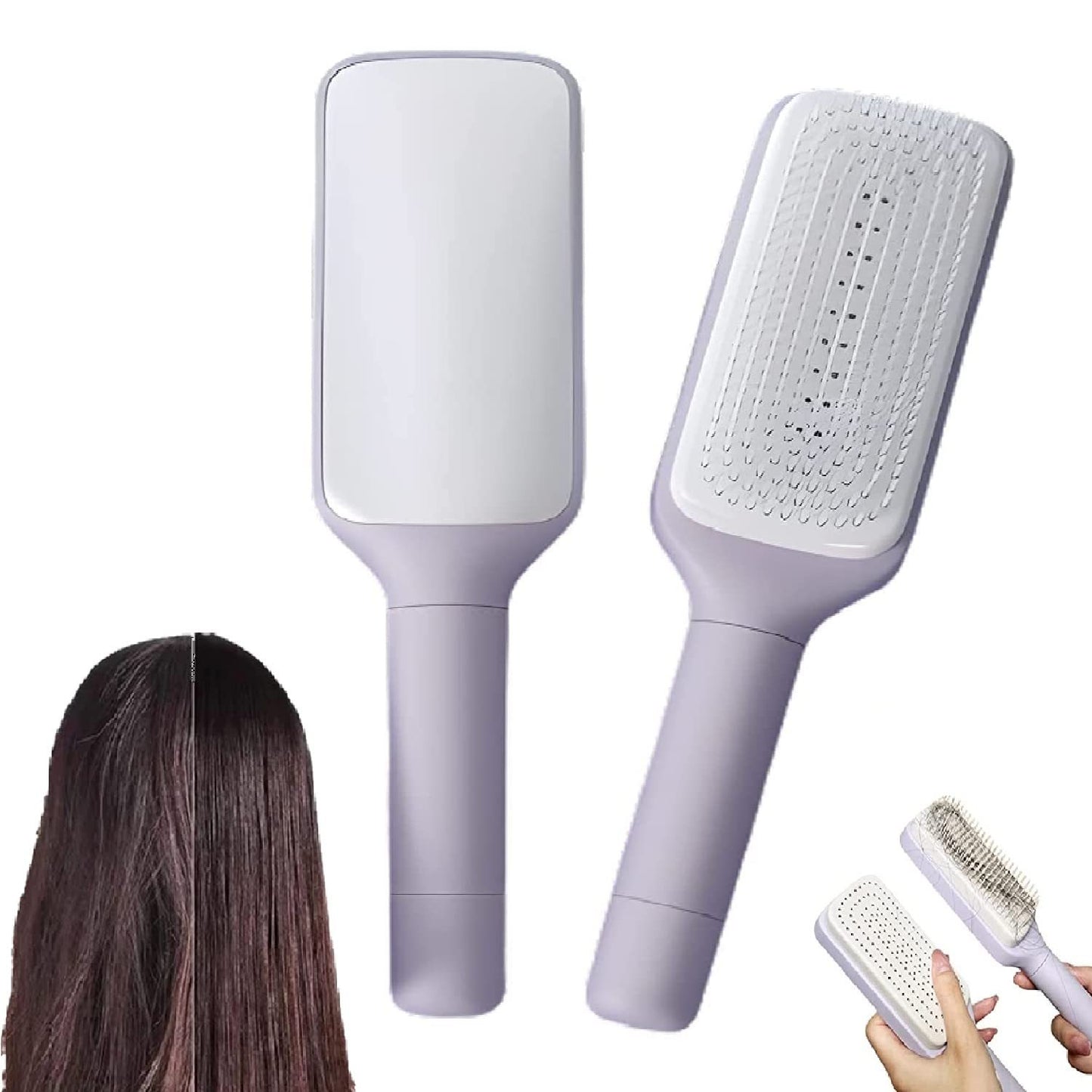 4 In 1 Self Cleaning Hair Brush Anti-Static Massage Comb - Dainty Moon