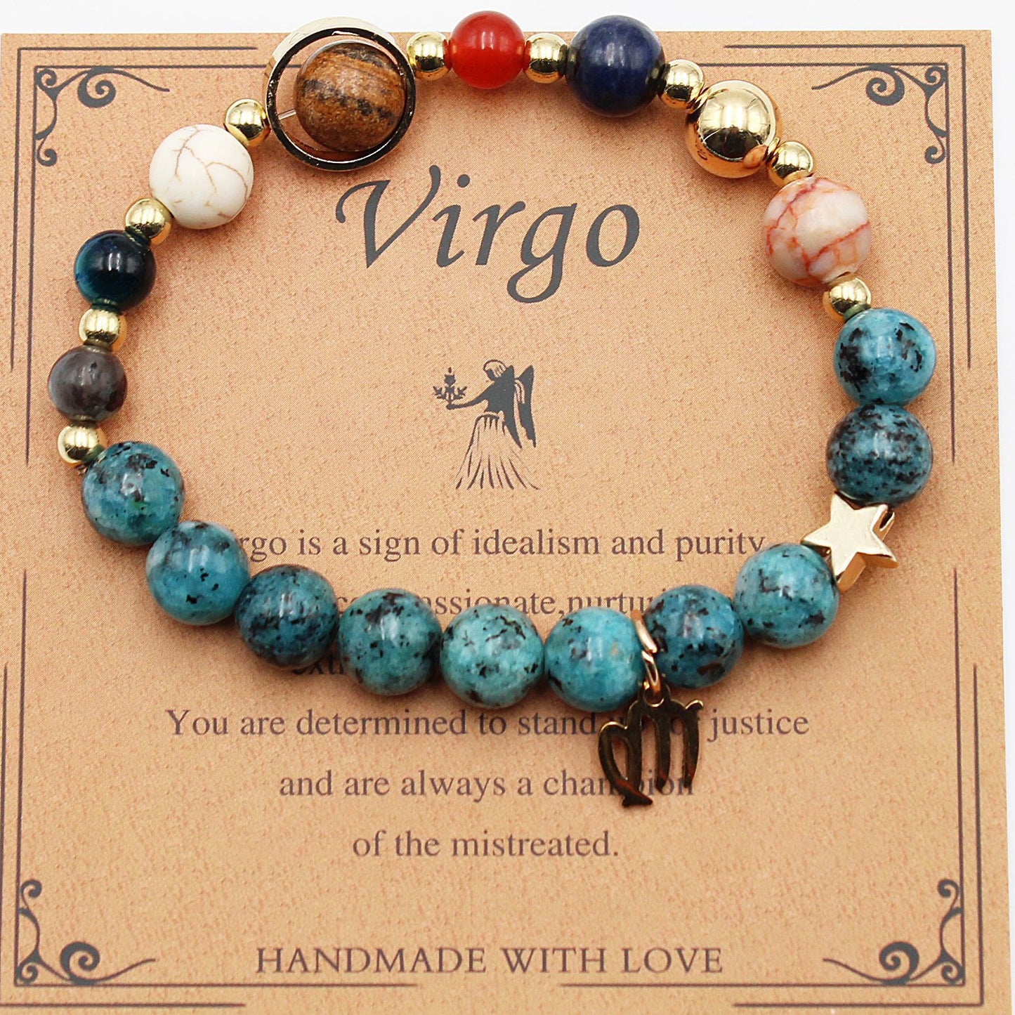 Celestial Harmony Natural Stone Bracelet - Dainty Moon