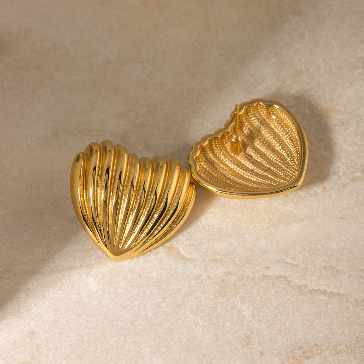 Stripe Love Heart Earrings - Dainty Moon