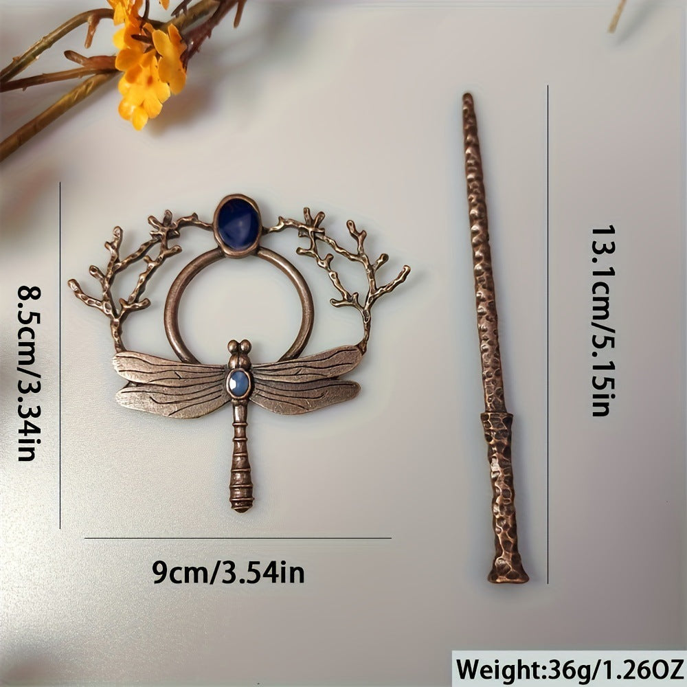 Enchanting Dragonfly Branch Gem Hairpin - Dainty Moon