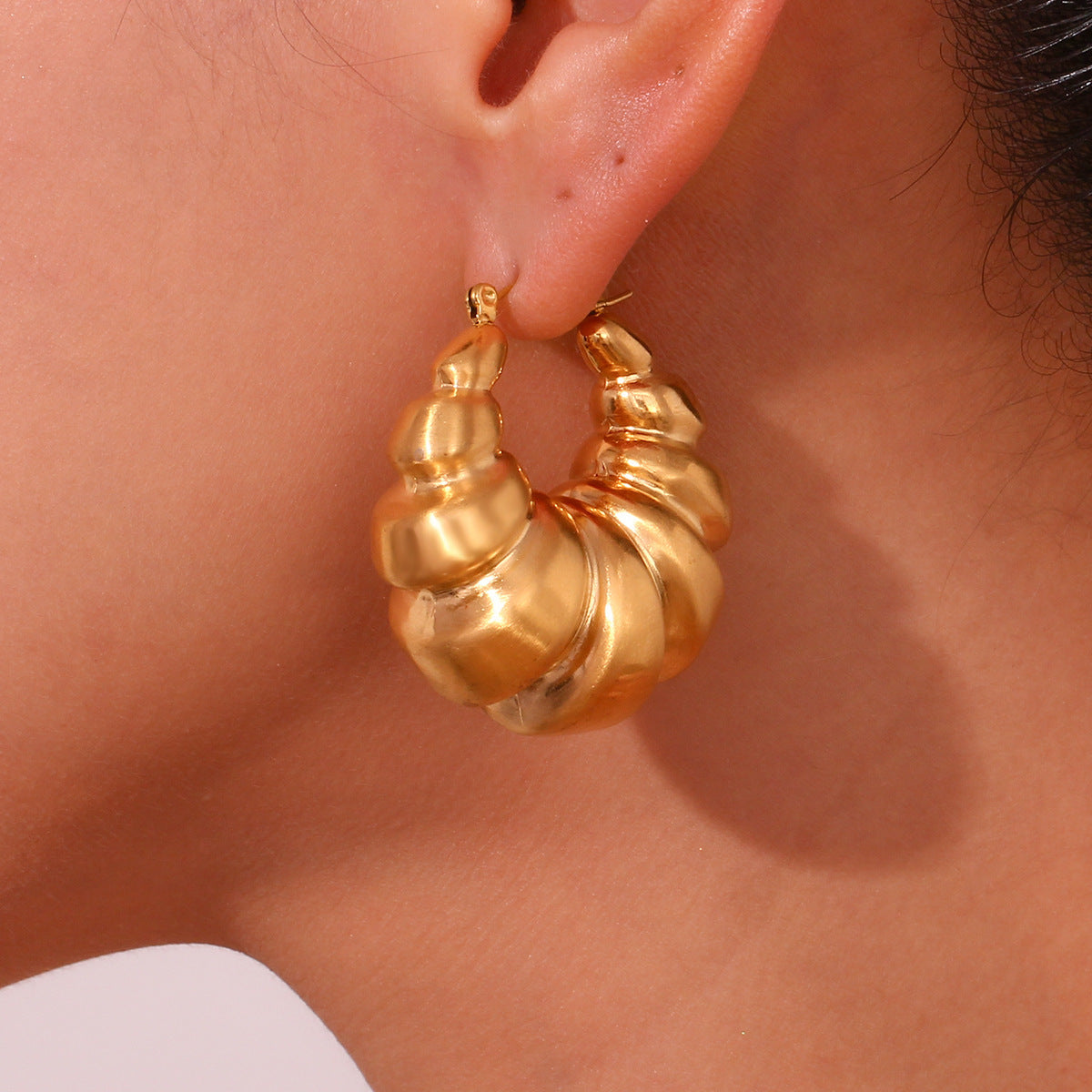 Hollow Concave-convex Geometric Earrings - Dainty Moon