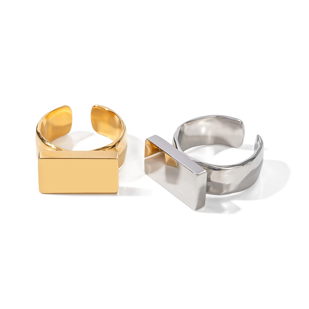 8K Gold Plated Block Ring